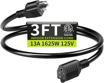 16/3 3FT 13A 125V 1625W, Short Extension Cord by Seeklyze