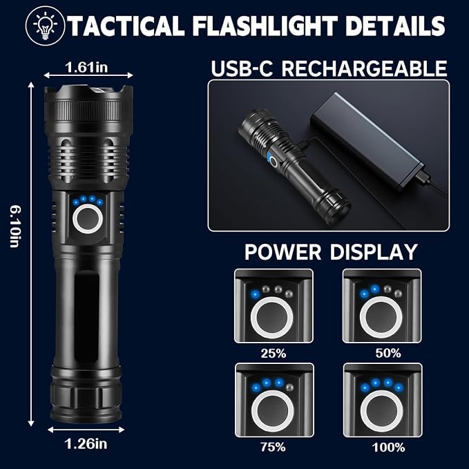 3Pack Rechargeable Flashlights High Lumens, 5Modes LED Flashlight Rechargeable - Image 5