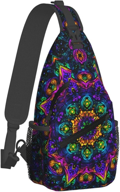 Psychadelic Trippy Art Sling Bag Crossbody Travel Hiking Chest Backpack - Image 2