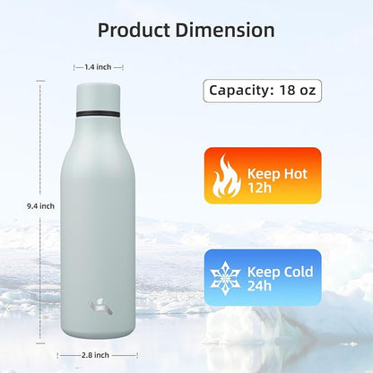 Insulated Water Bottle with Strap, 18 oz Double Wall Stainless Steel Vacuum - Image 2