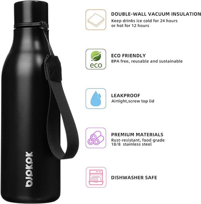 BJPKPK Insulated Water Bottles, 18 oz Stainless Steel Metal Water Bottle - Image 2