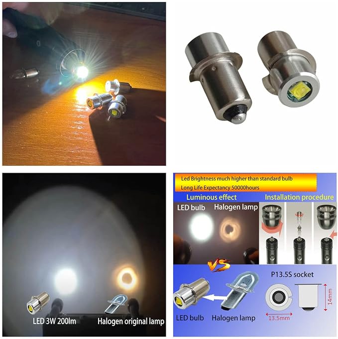 P13.5S PR2 LED Bulb Flashlight Replacement Led Conversion kit 2D 3D 4d Cell - Image 3