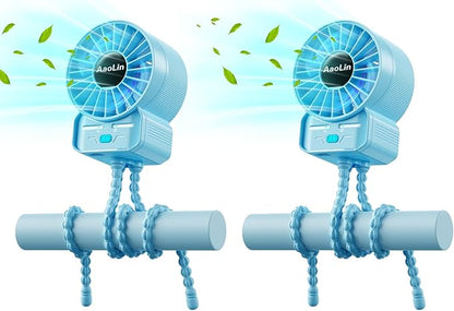 2 Pack Multifunctional Portable Stroller Fan 4 Speed 6600rpm High Speed Usb by AaoLin