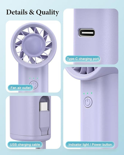 Portable Handheld Fan with Power Bank, 3 IN 1 USB Rechargeable Mini Personal - Image 7