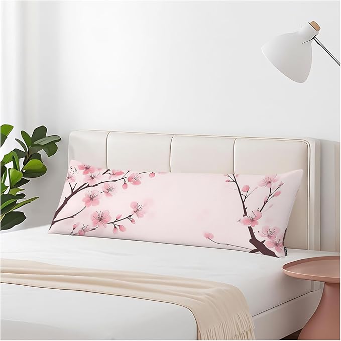 Couch Pillows Decorative Body Pillow Cover Cherry Blossom, Japanese Cherry Pink by Unknown