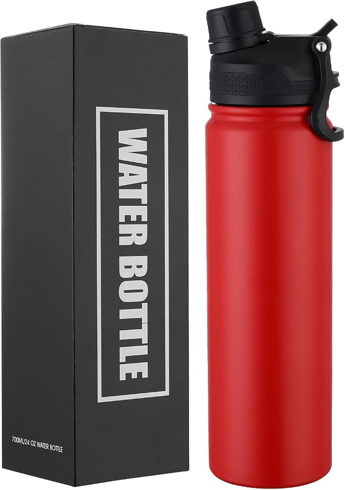 Insulated Water Bottle 24oz, Stainless Steel Double Wall Vacuum Sports Flask by ERTOOE