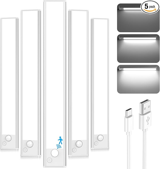Under Cabinet Lights, 3200mAh Magnetic Dimmable Closet Lights, 6500K Wireless by Brightever