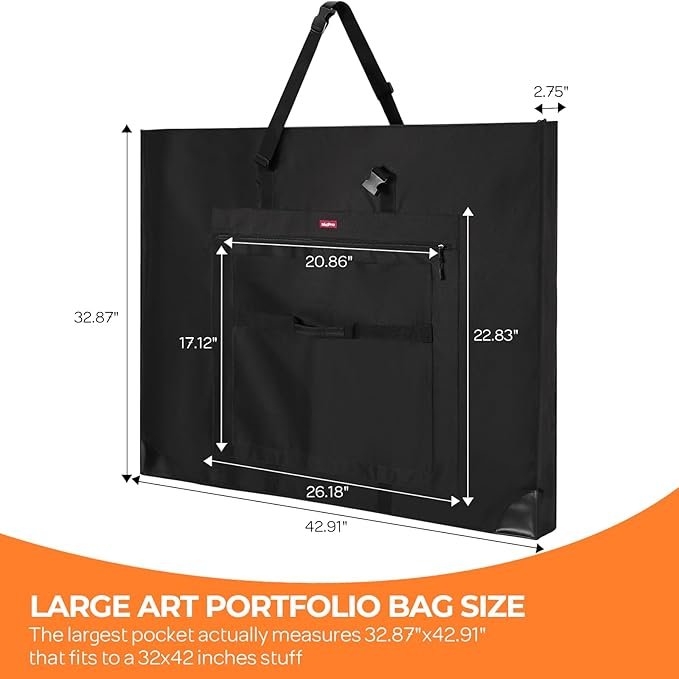 Nicpro Large Size Art Portfolio Case, Artist Portfolio Tote Bag - Image 2