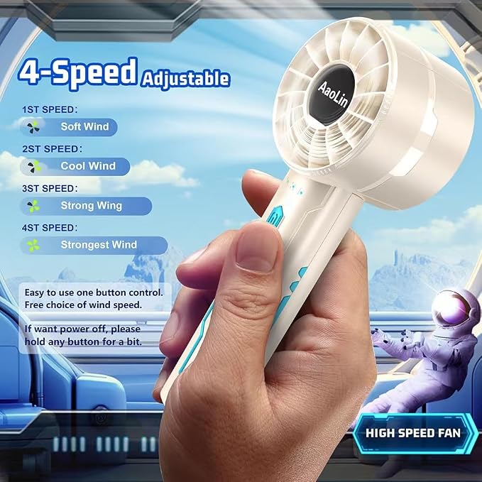 Portable High Speed Mini Handheld Fan, USB Rechargeable Neck Personal Mini Fan - Image 2