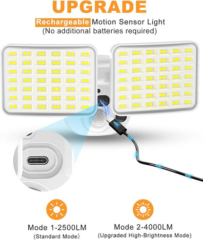 Rechargeable Battery Motion Light, 2500LM & 4000LM Dual Modes Battery Powered - Image 2