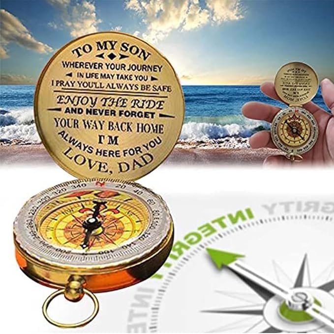 Luminous Compass Dad to Son Enjoy The Ride Compass Camping Outdoor Hiking - Image 5