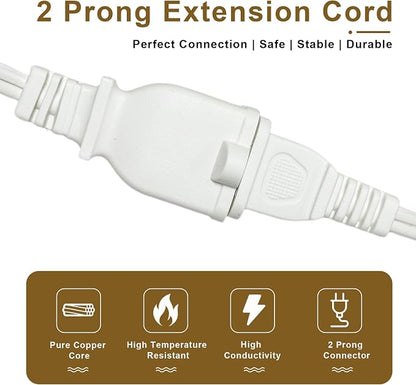 25 FT 2 Prong Extension Cord, 18AWG SPT-2 Indoor Male to Female Power Cord ETL - Image 4