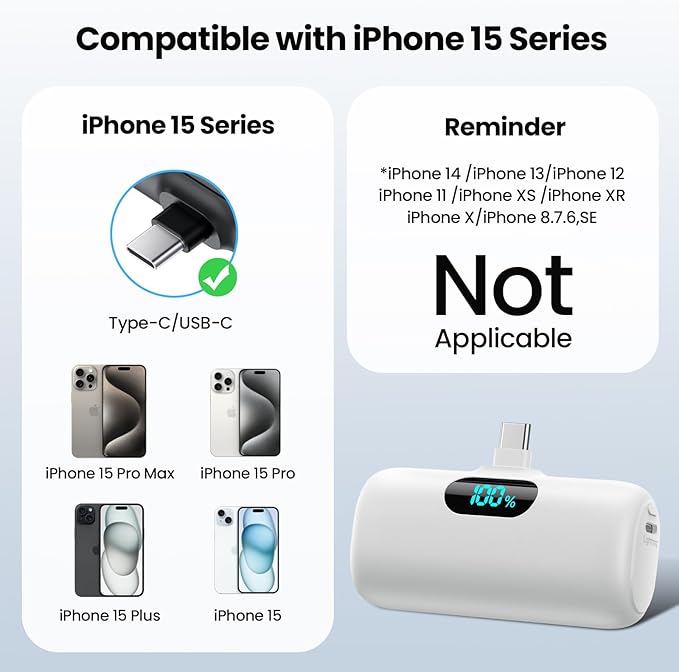Mini Portable Charger USB C Power Bank, Upgraded 5000mAh PD Fast Charging - Image 2