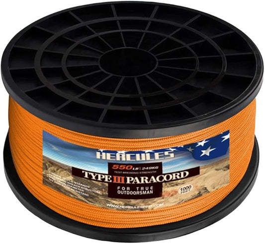 HERCULES Type III Paracord 550 Paracord Rope Parachute Cord, Survival Rope by HERCULES