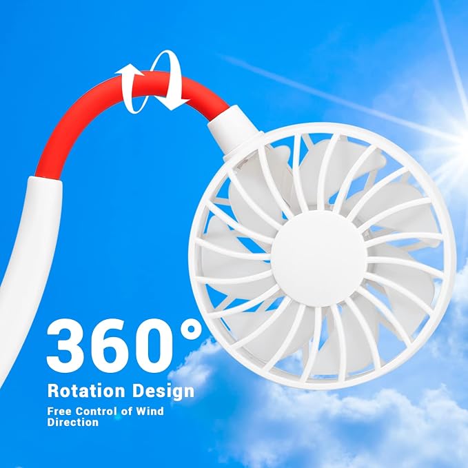 Portable Neck Fan Rechargeable Personal Hand-Free Fan Mini USB Wearable - Image 2