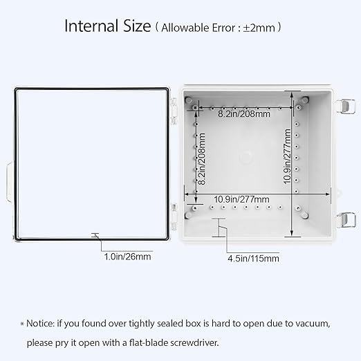 LeMotech Electrical Box, IP67 Waterproof Hinged Clear Cover Stainless Steel - Image 5
