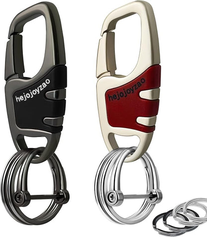 Keychain with Carabiner Clip, 4 Heavy Duty Key Rings and D Ring by Welcomehere%EF%BC%81