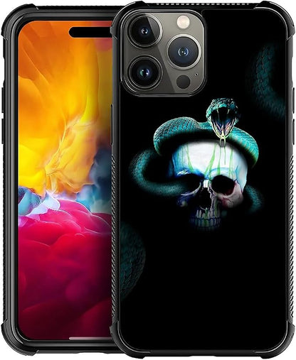 for iPhone 15 Pro Max Case, Skeleton Winding Snake Pattern Graphic Design Girl by FKBRCL4U