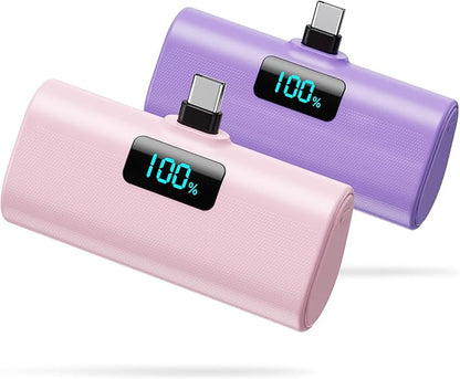 Small Portable Charger 5200mAh, Upgraded PD USB C Power Bank Built-in USB-C by HETP