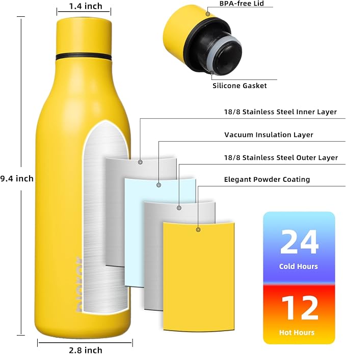 BJPKPK Insulated Water Bottles, 18 oz Stainless Steel Metal Water Bottle - Image 3