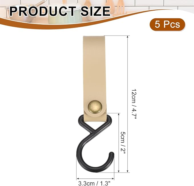 uxcell 5pcs PU Leather Hooks, Leather Straps - Image 2