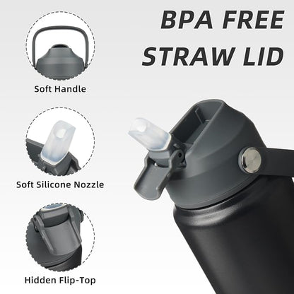 BJPKPK Water Bottle with Straw Lid, 24oz Vacuum Insulated Water Bottles - Image 2