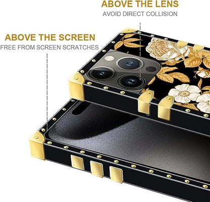 Compatible with iPhone 16 Pro Max Case, Blooming Rose Golden Flower Luxury - Image 6