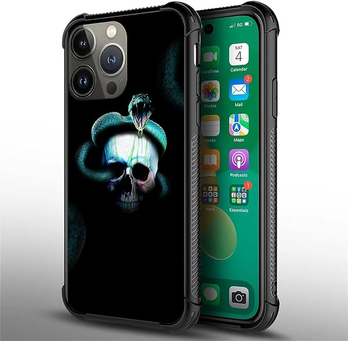 for iPhone 13 Pro Case, Skeleton Winding Snake Pattern Graphic Design Girl Boy - Image 6
