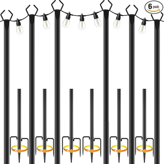 AILBTON 10Ft String Light Poles 6 Pack, Light Poles by AILBTON