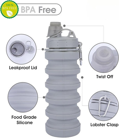 Collapsible Water Bottles for Kids, Reusable BPA Free Silicone Foldable Sports - Image 3