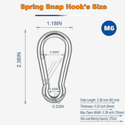 60PCS M6 Heavy Duty Carabiner Clip, 2.36Inch Snap Hook Quick Link Small - Image 2