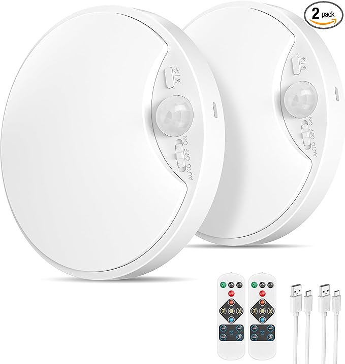 2 Pack 10000mAh Rechargeable Motion Sensor Ceiling Light by TheBairthTheBest
