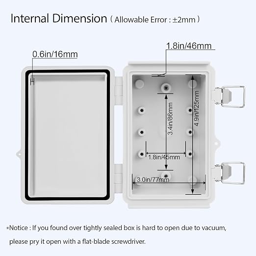 LeMotech Electrical Box, IP67 Waterproof Hinged Cover Stainless Steel Latch - Image 5