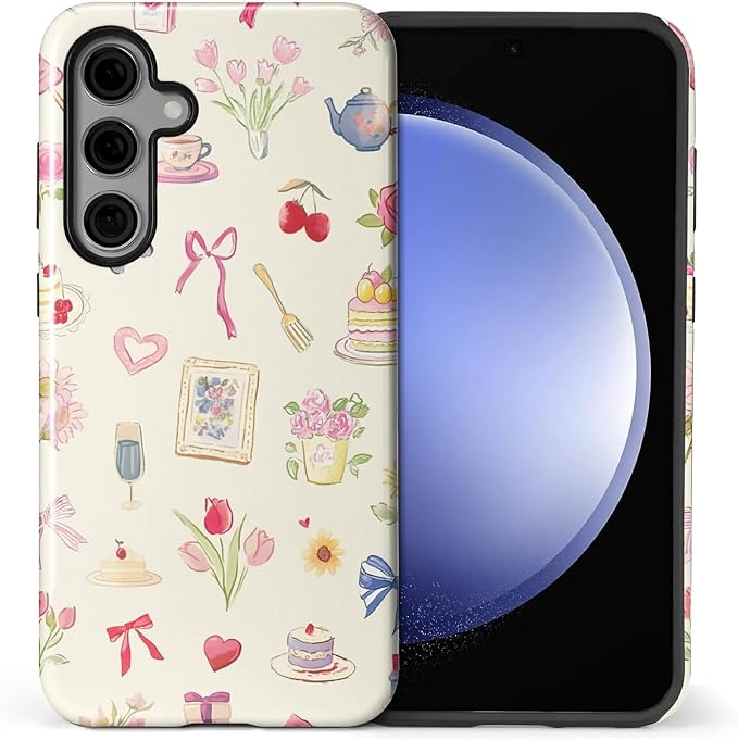 for Samsung Galaxy S24 FE Case, HL2 Aesthetic Bow Preppy Collage Hybrid 2 Layer by Unknown