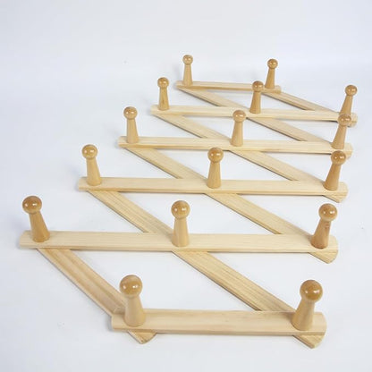 AMAPON Accordion Style Expandable Wall Wooden Coat Rack 16 Hooks Hang Hats - Image 3
