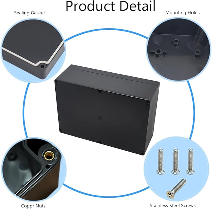 Project Box IP65 Waterproof Junction Box ABS Plastic Black Electrical Boxes DIY - Image 5