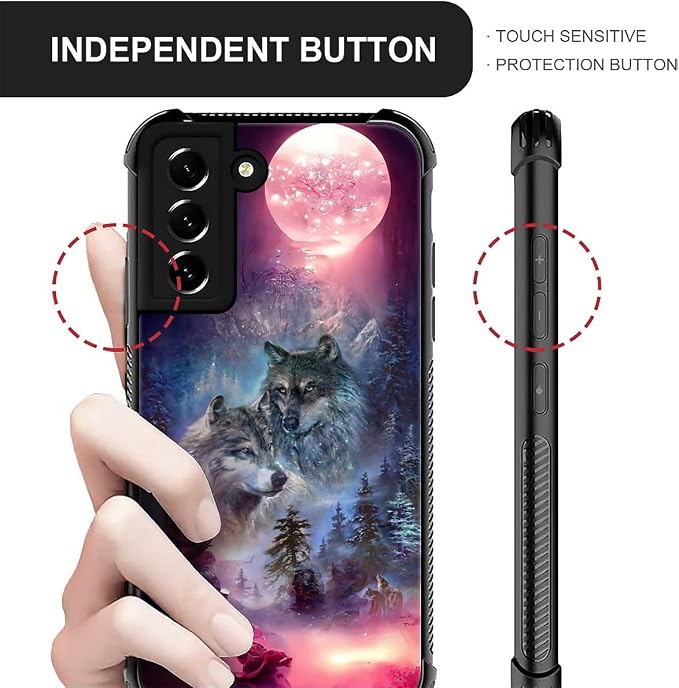 for Samsung Galaxy S22 Plus Case, Star Two Wolfs Howling Pattern Graphic Design - Image 4