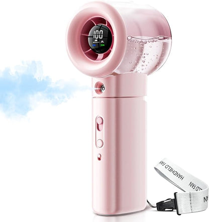 Portable Misting Fan Handheld Powerful Turbo Fan, 100 Speeds, 6000mAh by Unknown