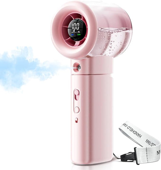 Portable Misting Fan Handheld Powerful Turbo Fan, 100 Speeds, 6000mAh by Unknown