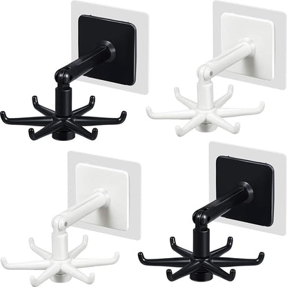 4 Pieces 360 Rotating Folding Hook Multi-purpose Hanging Utensil Holder Hook by Jetec