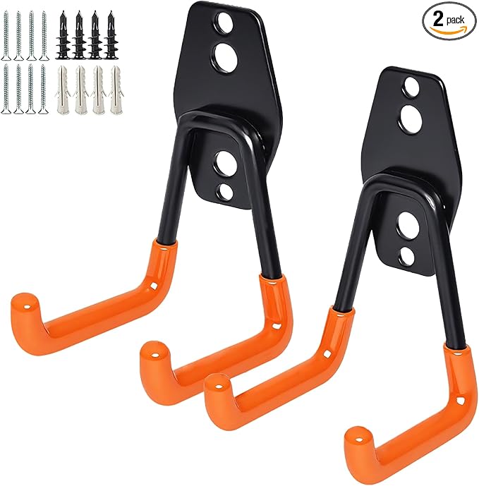 GeeWatom 2 Pack Garage Storage Utility Hooks，Garage Garden Tool Organizer，Steel by GeeWatom
