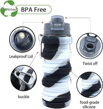 Silicone Collapsible Water Bottles, 16oz Portable Foldable Expandable Water - Image 3