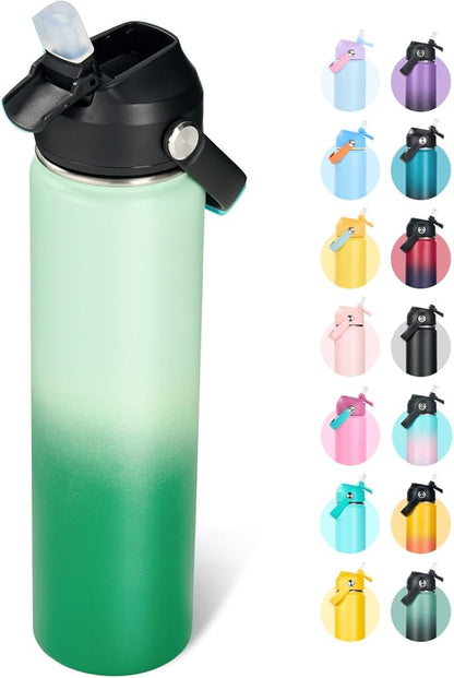 Fijinhom 24oz Insulated Stainless Steel Water Bottle, Wide Mouth Double Wall by Fijinhom