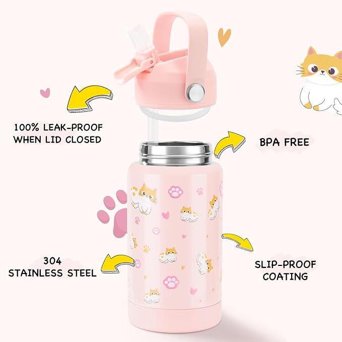 Kerilyn 12oz Kids Water Bottle, Stainless Steel Insulated Water Bottle - Image 2