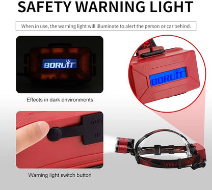BORUIT B21 Headlamp Rechargeable, LED Super Bright Head Lights - Image 7