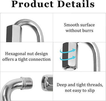 Locking Carabiner Clips, Stainless Steel Spring Snap Hook Locking Carabiner - Image 5