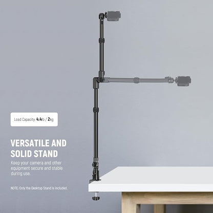 NEEWER 45.5" Overhead Camera Desk Stand, Aluminum 4 Section Magic Mic Boom Arm - Image 2