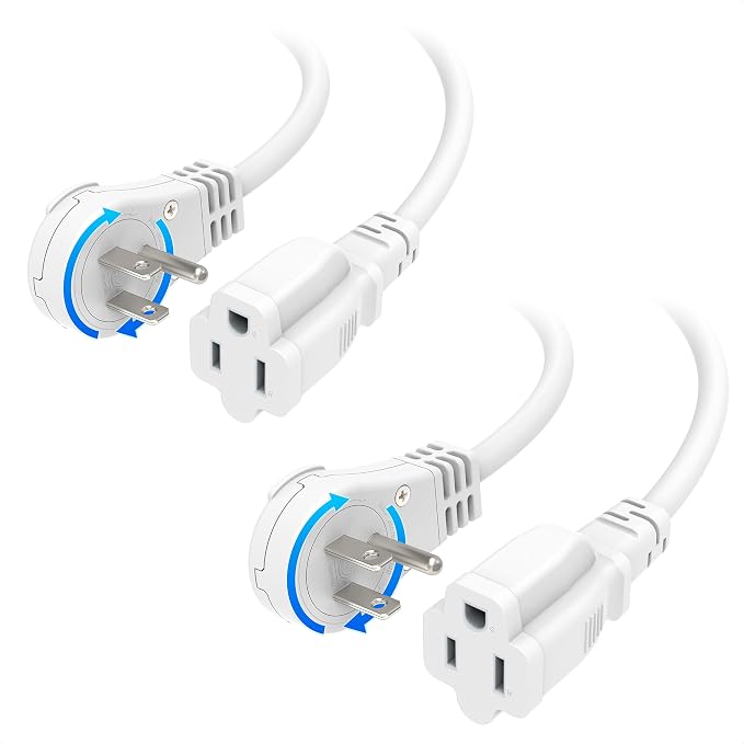Cable Matters 2-Pack 16 AWG 360° Rotating Flat Plug Extension Cord - 10ft by CableMatters