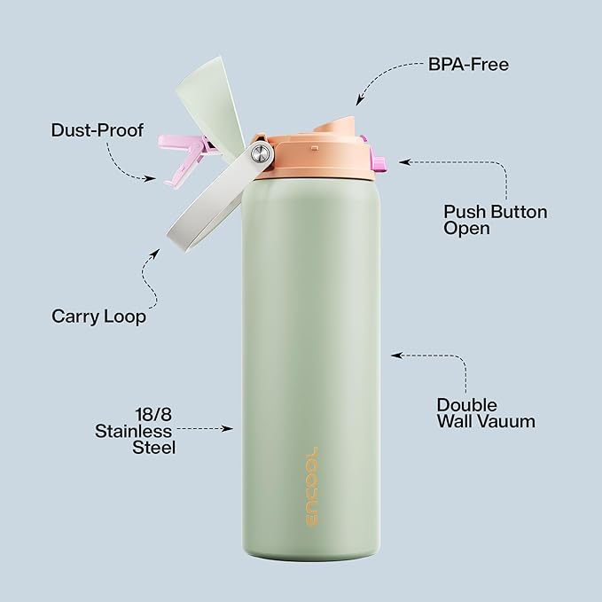 Insulated Water Bottle with Straw - Image 4