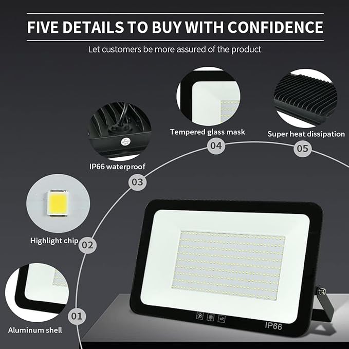 4Pack LED Flood Light Outdoor, 50W LED Work Light 5500lmwith 6FT US Plug - Image 2